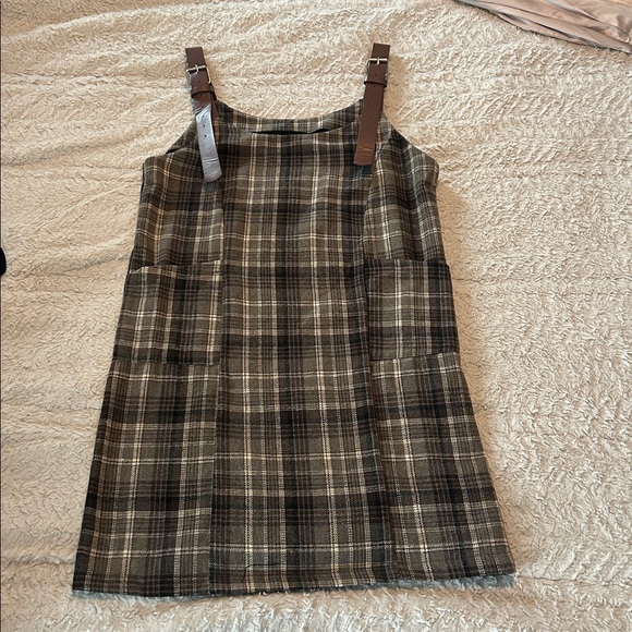 Plaid Sleeveless Dress with Brown Straps - Picture 13 of 13